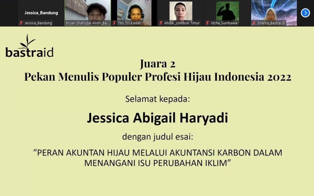 Prestasi Mahasiswa Akuntansi UNPAR Dalam Lomba Menulis Populer Profesi Hijau Indonesia 2022